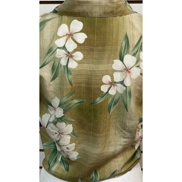 Tommy Bahama Womens Green Tropical Silk Button-Up Front Tie Top Size 8 - Picture 4 of 5